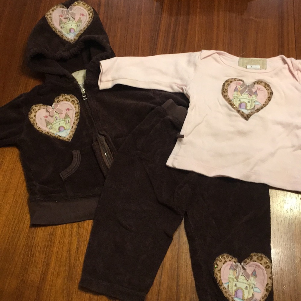 Brown terry cloth princess sweat suit set